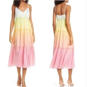 NWOT Cami NYC Adrienne Rainbow Tiered Silk Dress size small